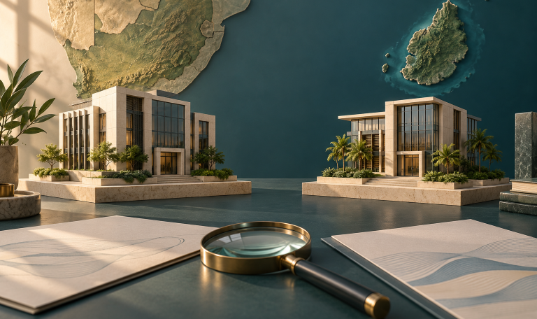 南非与毛里求斯外汇牌照比较概念插图 / South Africa and Mauritius forex licensing comparison illustration