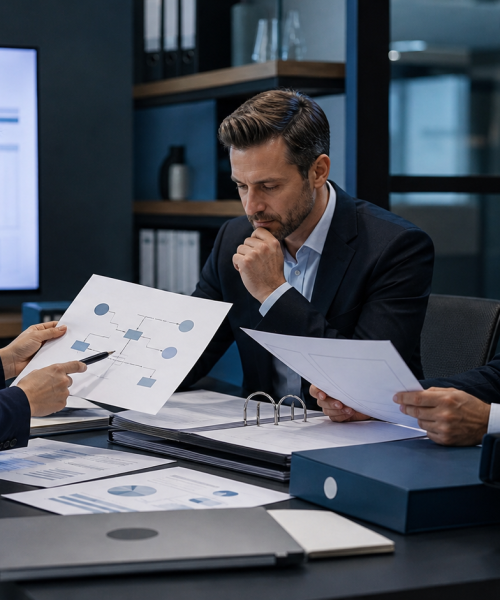 Compliance team reviewing source-of-funds evidence for a forex licence application